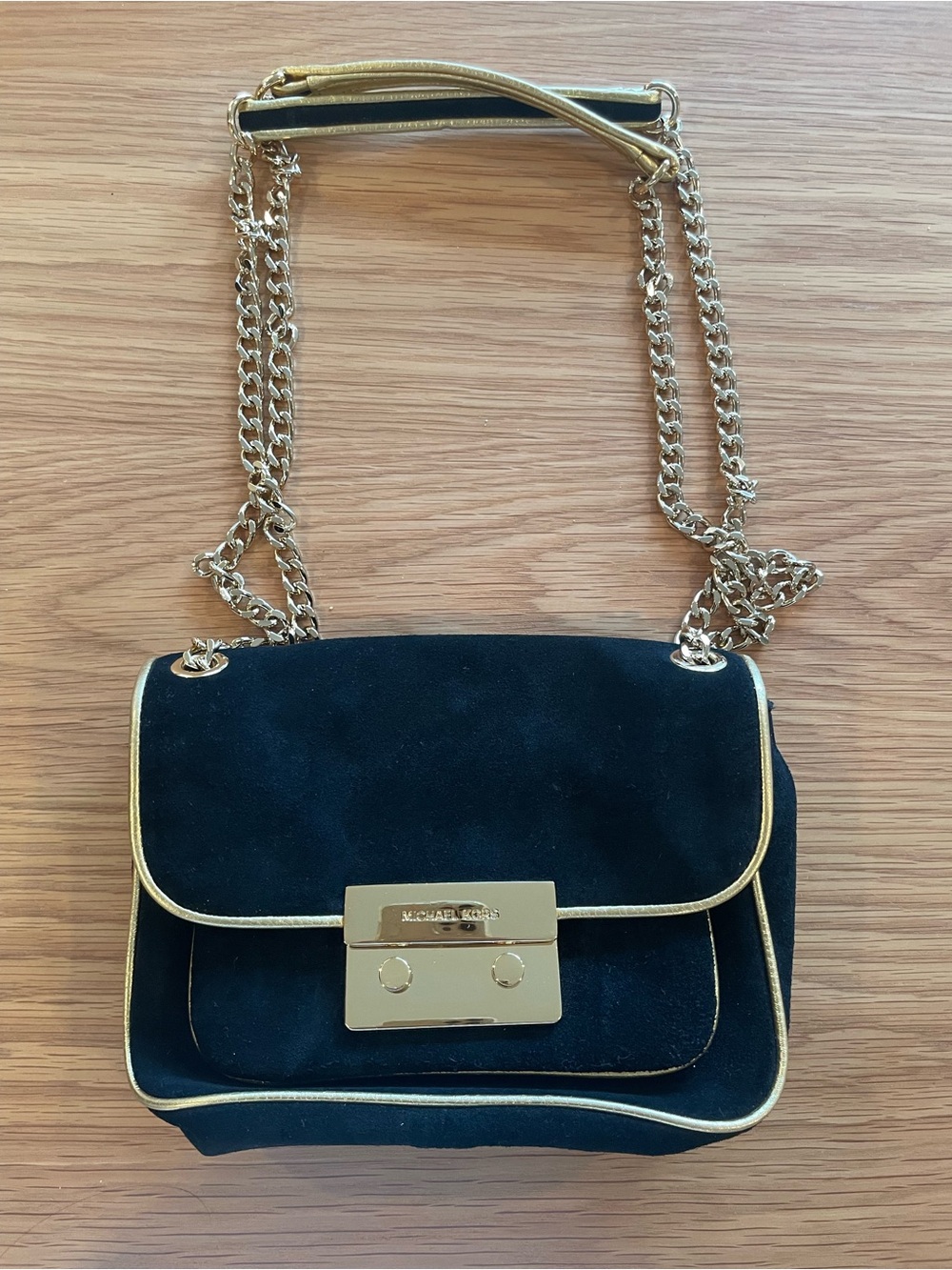 Michael Kors Selma Black Suede Shoulder Bag